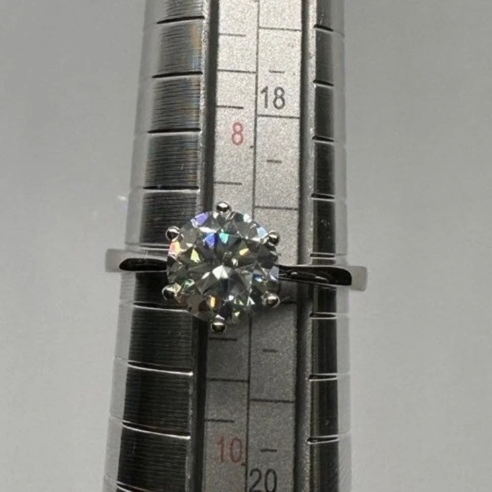 Moissanite Diamond Engagement Ring 6 Prong Wedding S925 2 Ct Size 9